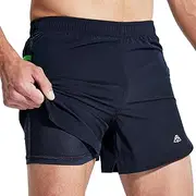 [Haimont] Men’s 5 Inch Trail Running Shorts with Liner 2 in 1 Quick Dry Athletic Shorts with Pockets, Moisture Wicking