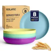Wheat Straw Plates Alternative to Plastic Plate Reusable Dinner Plates Set of...