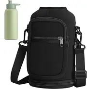 Water Bottle Carrier, Water Bottle Carrier with Strap & Pocket Zippered Dual Layer Bag for Outdoor Camping Travel