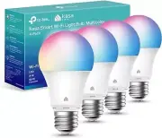 Kasa Smart Wifi Bulbs - Full Color Changing Dimmable A19, 9W 800 Lumens, 4 Pack