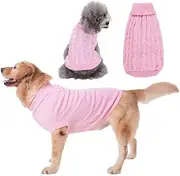 Puppy Sweater for Small Dog Solid Simple Retro high Collar pet Sweater Big Dog Clothes (Pink, M)