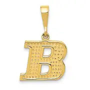 14K Yellow Gold Textured Initial B Charm