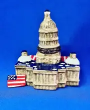 Capital Hill White House Porcelain Hinged Trinket Box w/Surprise Trinket, NWOB