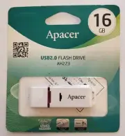 APACER, AH223, USB 2.0 Flash Drive, 16GB White New Sealed