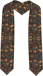 [SKKNT] Heaps Of Orange Monarch Butterflies Print Graduation Shawl Stole For Academic Commencements Honor Sash Congratulations Gift
