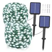 Solar String Lights for Outside, 2 Pack Total 132FT 400LED Solar Christmas