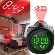 Digital Projection Alarm Clock Home Multifunction Voice Talking Alarm Clock LCD Display with Electronic Thermometer Time Wall Ceiling Projection