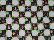 Unfinished Quilt Top Green Snowball, with Small Girls Sewing, aprox 60 x 60