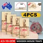 4PCS Wooden Mouse Mice Trap Reusable Rodent Bait Traps Mice Catch Snap AU