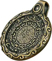 [Operitacx] Brass Key Pendant 8-diagram Design Traditional Craft Necklace for Home Decor and Party Favors