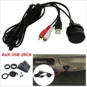 3.5mm AUX USB 2 RCA Extension Male to Female Cable USB Port Car Dash Flush Mount (for: Honda Civic)