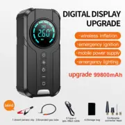 Portable 12V Car Jump Starter Air Pump 999800mAh Power Bank Pack Battery Charger