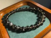 Rare White Cloud Authentic Arizona Meteorite/Cintamani Elastic Bracelet/7.5mm
