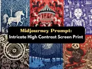 Intricate High Contrast Screen Print Midjourney Prompt | Midjourney 5.1