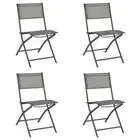 Folding Outdoor Chairs 4 Pcs Grey Steel Frame Textilene Seat Armless Chair Set