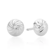 9ct White Gold Swirl Ball Stud Earrings
