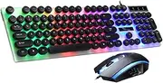 iplusmile Computer Wired Keyboard Mouse Set Mechanical Feel Backlit Keyboard Comfortable Mouse for Laptop Phone Tablet