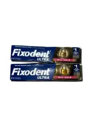 Lot Of 2 Fixodent Ultra Max Hold Denture Adhesive Cream with Food Seal 2.2 Oz