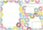 Writing Paper Set Letter Pad with Envelope for Girls Boys Kids Donuts Kids Motif Letter Paper Pad Lined (A5 Pad with 25 Sheets + 15 Envelopes)