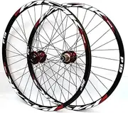 Mountain Bike Wheelset 26/27.5/29 Inch, Aluminum Alloy Rim 32H Disc Brake MTB Wheelset, QR 1-1/2" Front Rear Wheels Black Bike Wheels, Fit 7-11 Speed Cassette Bicycle Wheelset