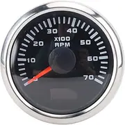 2in 52mm Tachometer, 7000RPM Gauge Meter Kit, 7 Color Backlight Car Digital Meter with Hourmeter, for Truck Tractor Car RV Boat (Black Dial Silver Cover CX6229)
