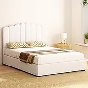 Artiss Bed Frame Double Size Mattress Base Wooden Platform Boucle White FION