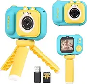 BERZO 1080P Digital Camera Mini Video Camera for 48MP 2.4 Inch IPS Screen Dual Lens Built-in Battery with 32GB Memory Card&Card Reader&Desktop Tripod Birthday Christmas