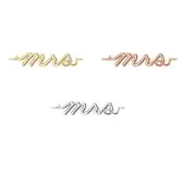 14K Gold Platinum or Silver 17.2mm"Mrs"Name Link Necklace Nameplate Center Trim
