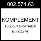IKEA KOMPLEMENT Pull-out Shoe Shelf White 39 3/8x22 7/8" 002.574.63