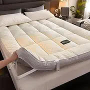 Japanese Floor Futon Mattress - 4 Inch Thick Super Soft & Fluffy Tatami Style Sleeping Pad, Foldable Roll-Up Mattress for Floor, Dorm, Guest Bed & Travel(Light White,120x200cm/47x79inch)