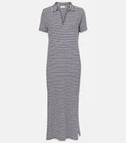 [Velvet] Velvet Khan striped cotton jersey midi dress AU 16 blue