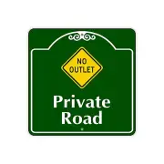 No Outlet Private Road Sign Road Street Dead End Aluminum Metal Tin Sign 12"x12"