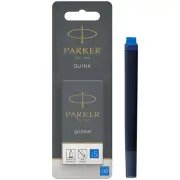 Parker Quink Long Ink Refill Cartridge for Fountain Pens Blue Pack 10