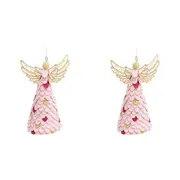 2x LVD Hanging Angel Strawberries Cream Ornament Seasonal Decorative Home Decor