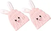 LOORGVEL 2pcs Bunny Ear Microfiber Hair Drying Towel Cap for Quick Dry Absorbent Hair Turban After Bath Swimming Super Absorbent and Adorable Design