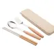 【PS Mall】湯匙 筷子 叉子 餐具組 原木 不鏽鋼 三件套 日式木柄 環保餐具 1組(J164)