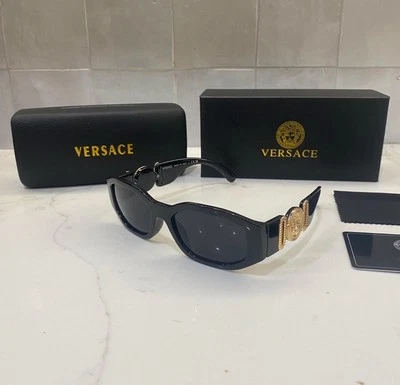 VERSACE VE 4361 BIGGIE Black Grey Hexagonal Sunglasses BRAND NEW