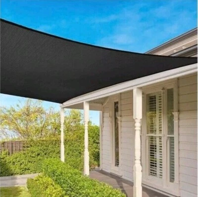 Coolaroo 5m x 3m Rectangle Shade Sail Heavy Duty With D Ring UV Block - Charcoal