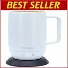 Self-Heating Temperature Controlled Coffee Mug - 10 oz Cloud White Design