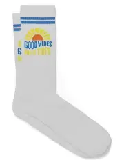 [Johnny Bigg] Good Vibes Rib Sock in White