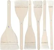 6 PCS 6 Size Flat Hake Brushes, Soft Goat Hair Brush and Hake Paint Brush with Solid Wooden Handle, Hake Brush Set for Watercolor Pottery Painting Arts