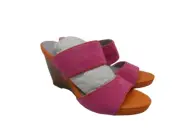 Johnston & Murphy Women's Slip-On Nisha Wedge Slide Sandals Pink/Orange Size 6M