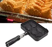 Taiyaki Pan, Japanese Non Stick Fish-Shaped Pancake Double Baking Pan with Long Handle, Waffle Cake Maker Pan for Home DIY Cooking Party Dessert, Cook Up to 4 Pastry Dough