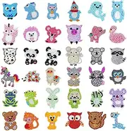 Diamond Art Stickers for Kids, 36Pcs 5D DIY Diamond Painting Kits, Animal Diamond Dot Stickers, Cute Gem Stickers for Crafts, Mosaic Sticker Art Kits for Kids Girls Boys