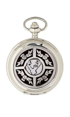 Scottish Traditional Thistle & Stag Antique Quartz Pocket Watch For Men PW113Q