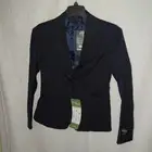 Appel & Brooks Womens Size 6 Black Pinstripes Wool Blend Blazer Coat Jacket (EZ)