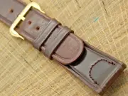 LH Co Inc NOS Vintage Unused Shell Cordovan w Gold Tone Buckle Watch Band 17.5mm