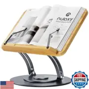 Nulaxy Bamboo 360 Rotating Book Stand for Reading, Adjustable Textbook Holder