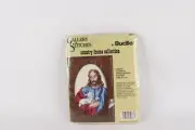NOS Vtg 80s Bucilla Country Frame Collection Jesus Cross Stitch Picture 32673