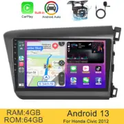 For Honda Civic 2012 CarPlay Android 13 Car GPS Radio WIFI Head Unit 4+64GB Navi